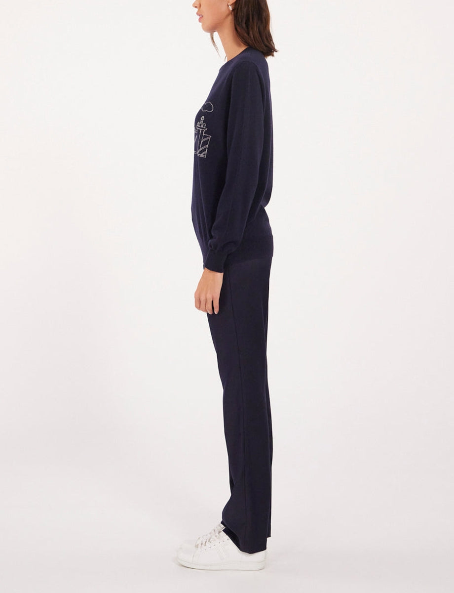 18qty RELIQUAT 90€ 19%  / Pull col rond Parigi en laine - Navy Grey