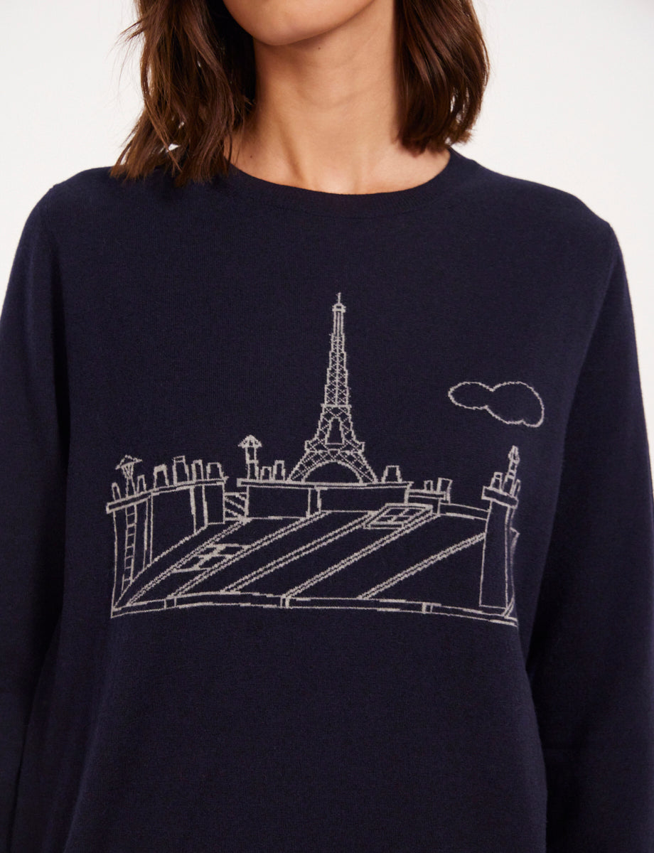 18qty RELIQUAT 90€ 19%  / Pull col rond Parigi en laine - Navy Grey
