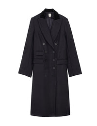 4qty RELIQUAT 190€ 0%  / Manteau Mauricette droit en laine - Blue Dark