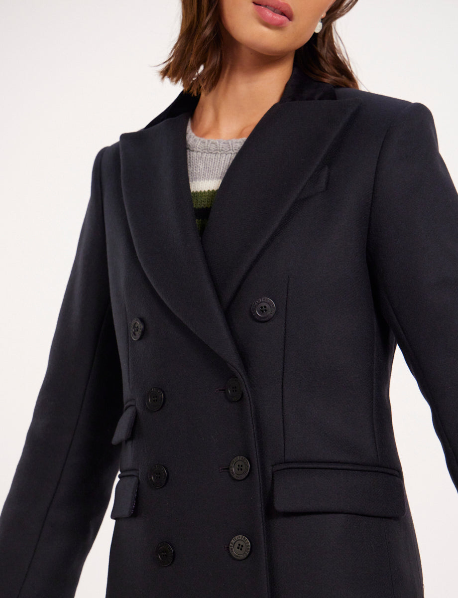4qty RELIQUAT 190€ 0%  / Manteau Mauricette droit en laine - Blue Dark
