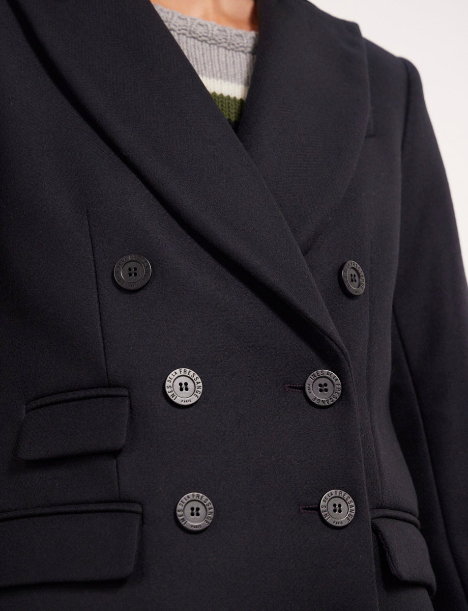 4qty RELIQUAT 190€ 0%  / Manteau Mauricette droit en laine - Blue Dark