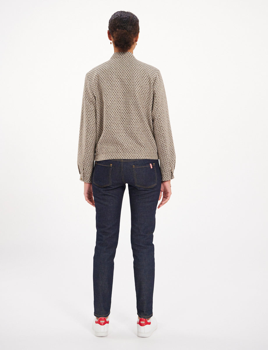 2qty RELIQUAT 120€ 100%  / Blouson Dino en laine - Brown Ecru