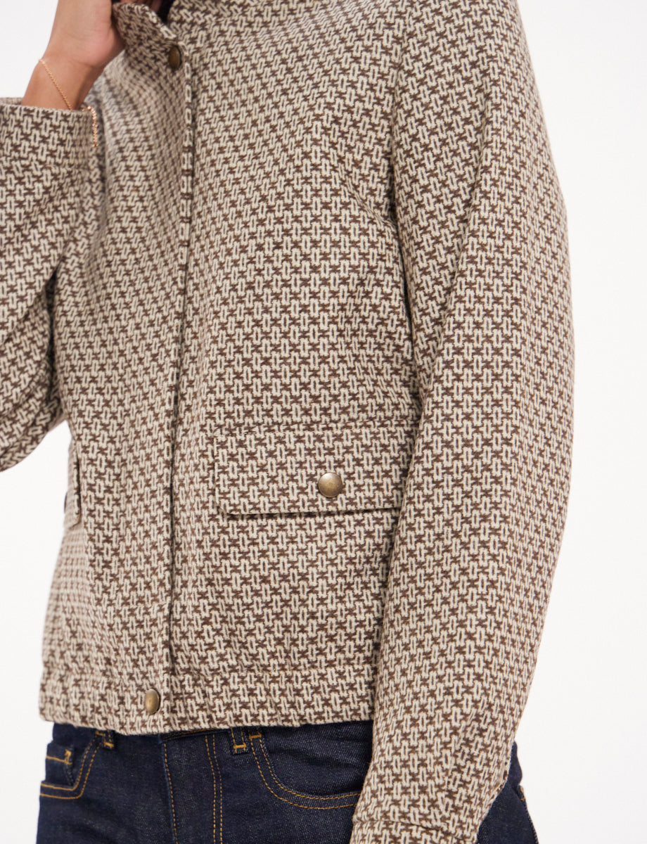 2qty RELIQUAT 120€ 100%  / Blouson Dino en laine - Brown Ecru
