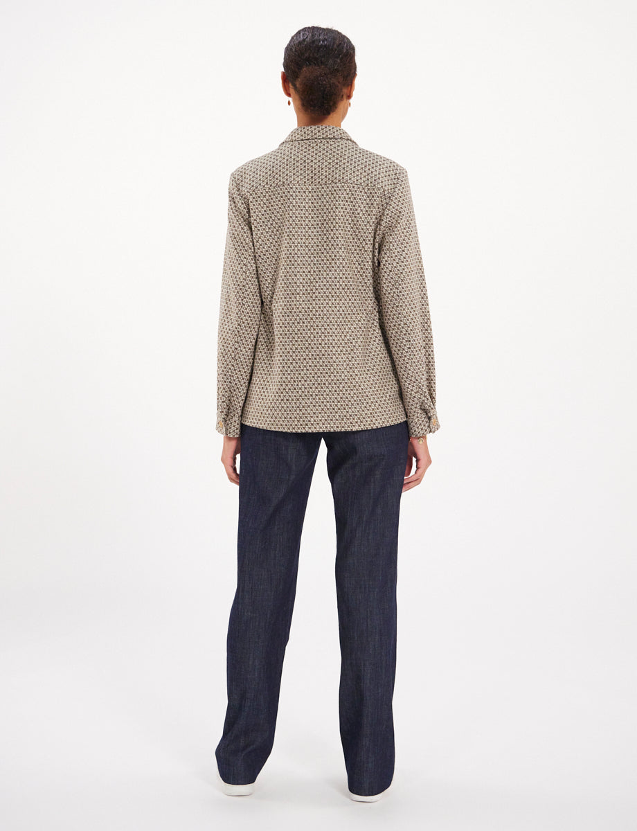8qty RELIQUAT 120€ 37,5%  / Veste Flipper saharienne en laine - Brown Ecru