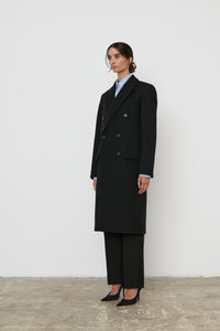 Classic Double Breasted Coat - Black