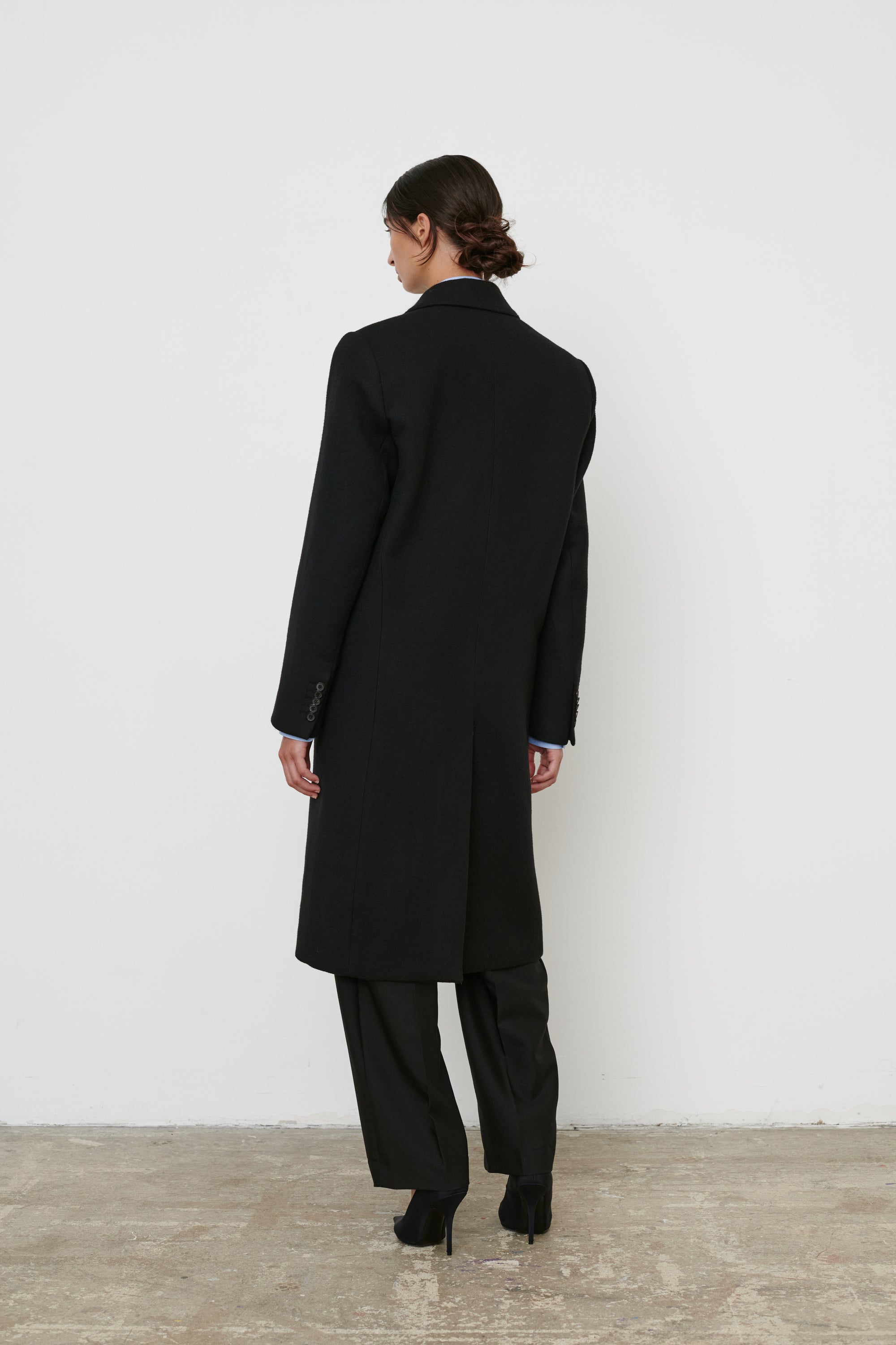Classic Double Breasted Coat - Black