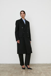 Classic Double Breasted Coat - Black