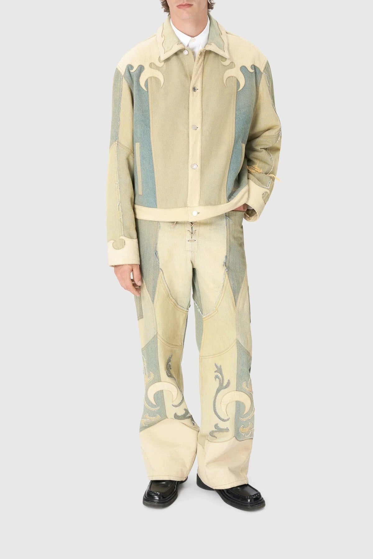 Regenerated Denim Trucker Jacket - Beige