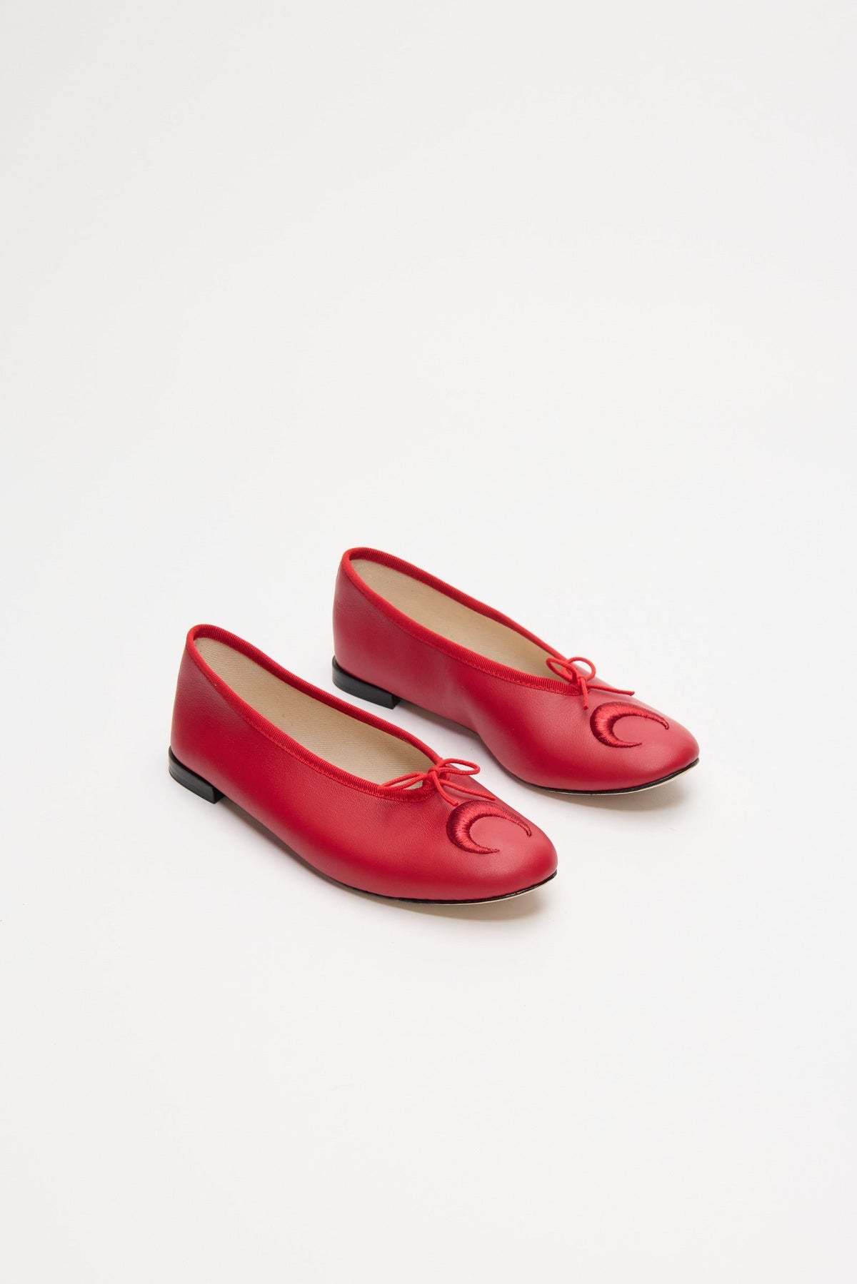 Ballerines Repetto x Marine Serre en cuir - Dark Red