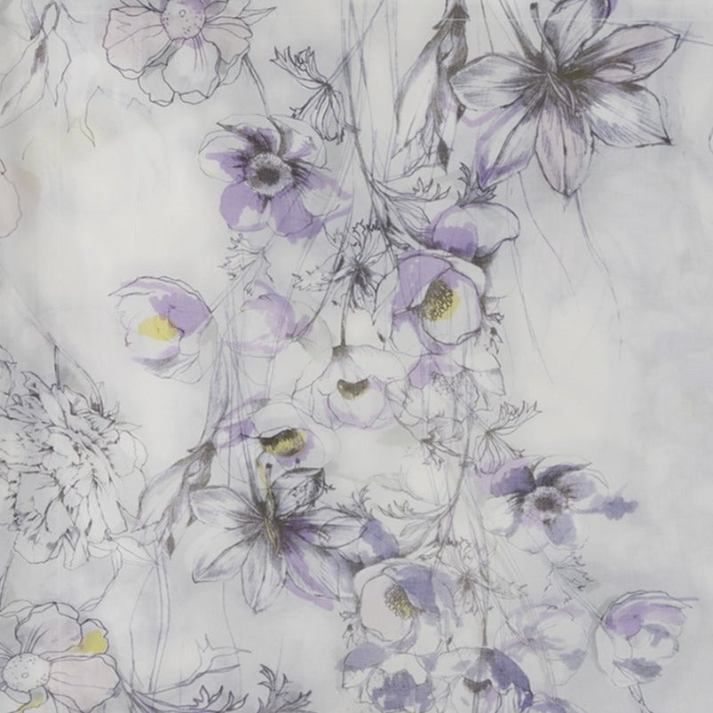 Parure de lit Esquisse en voile de coton - Violet & Gris