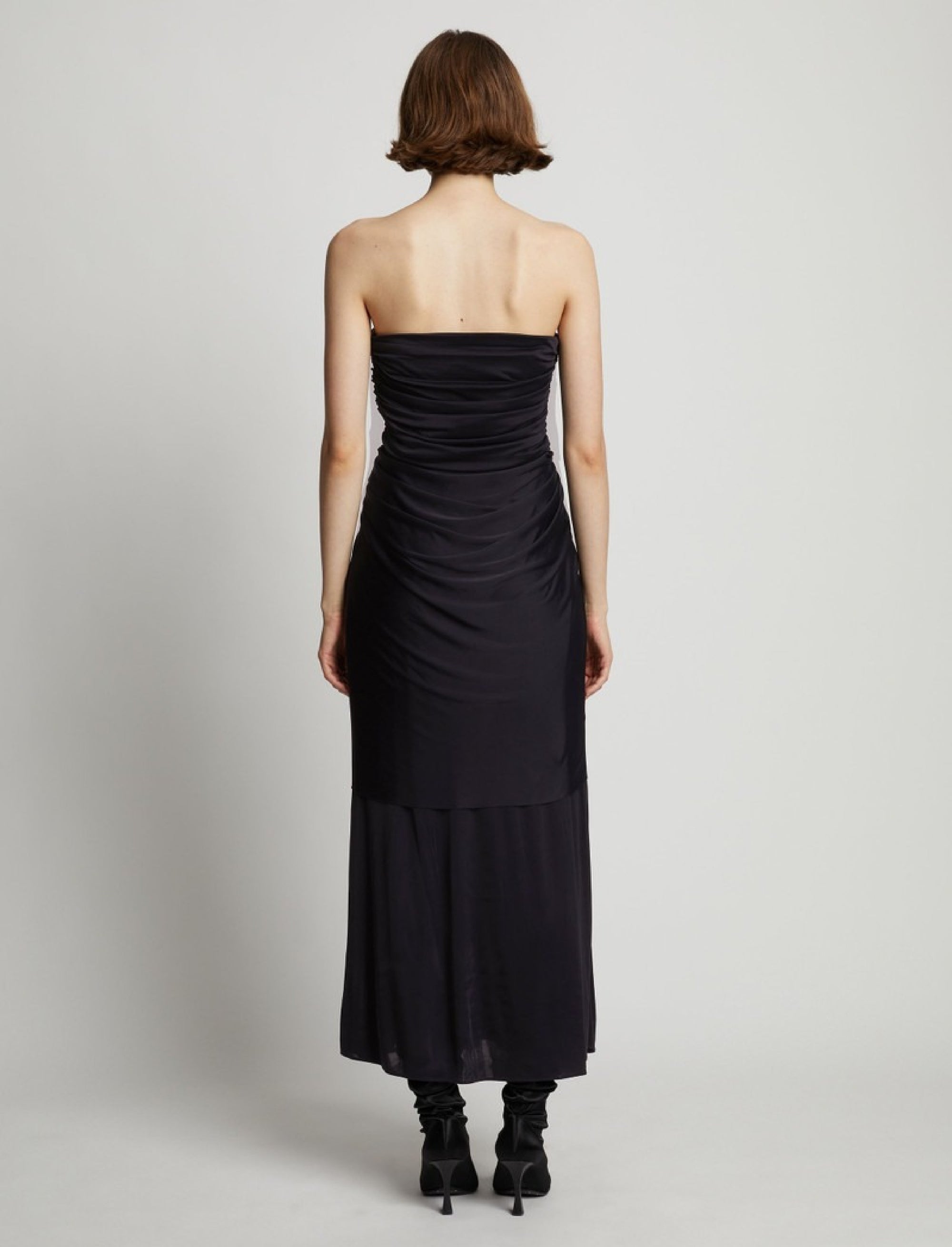 Robe bustier froncée en jersey - Black