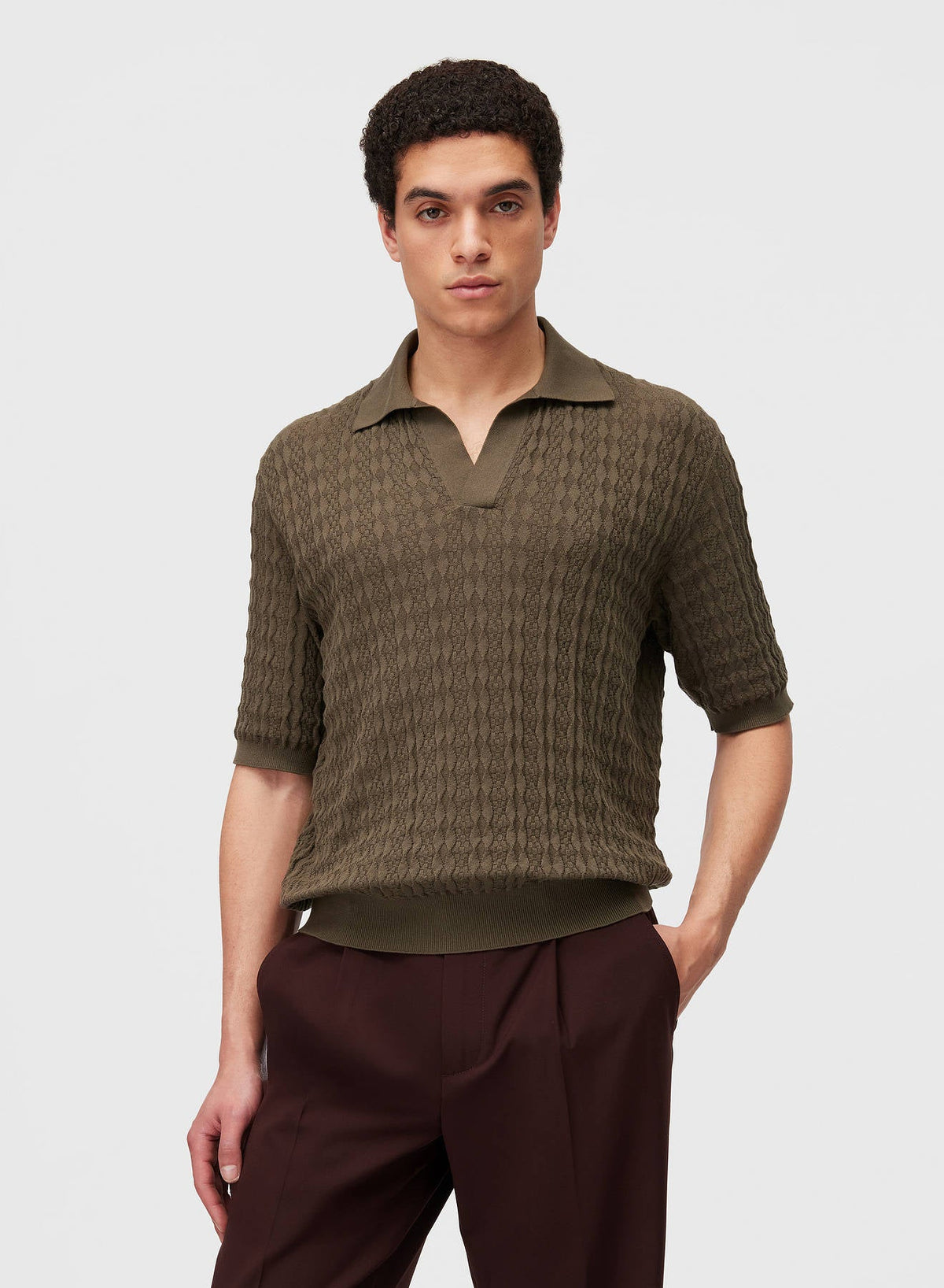 MILITARY GREEN MICRO ARGYLE POLO