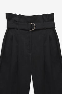 Thalia high-waisted trousers in linen - Black
