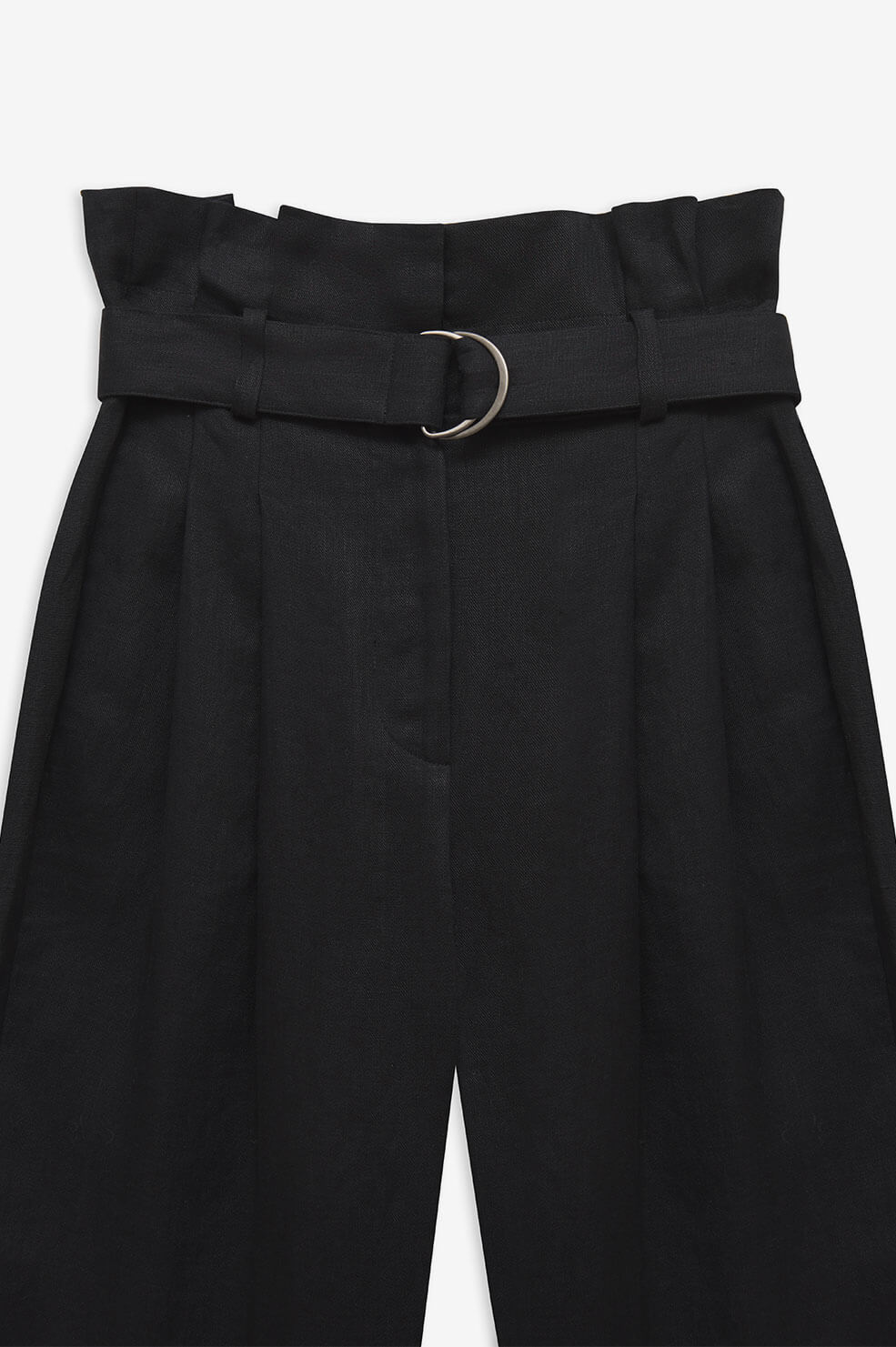 Thalia high-waisted trousers in linen - Black