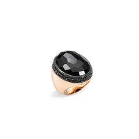 Bague Victoria Round en Or rose 18K et Jet & Diamant