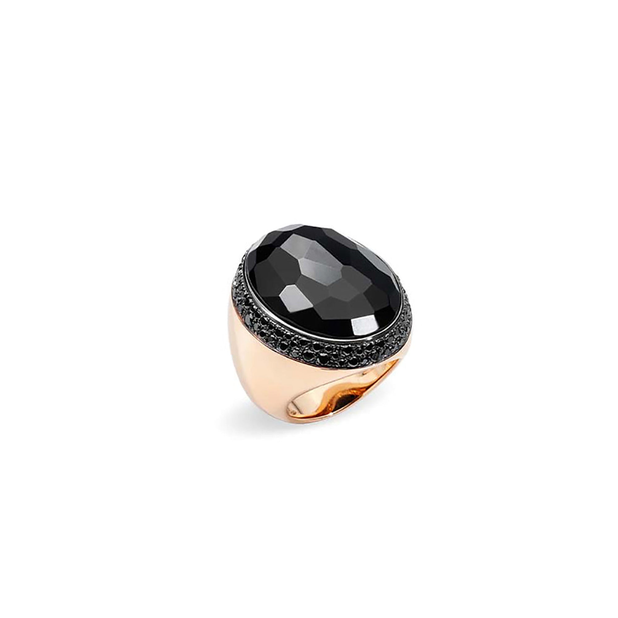 Bague Victoria Round en Or rose 18K et Jet & Diamant