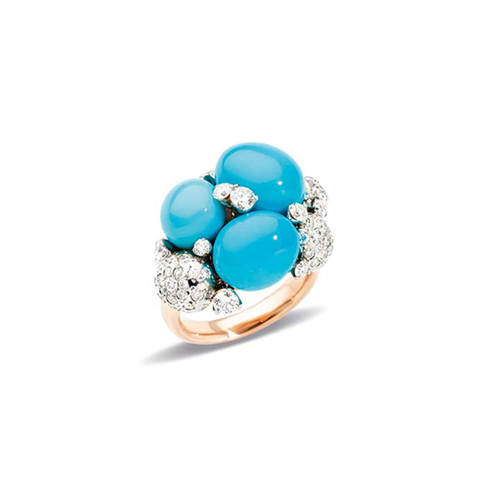 Bague Capri en Or blanc & rose 18K & Diamant et Turquoise
