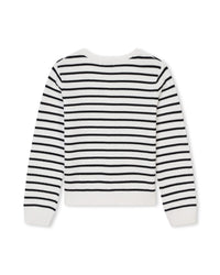 Cardigan tricot à rayures - Blanc