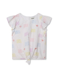 Blouse en percale brodée de coeurs - Blanc
