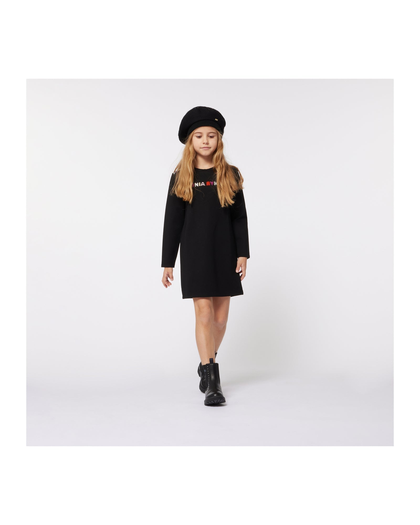Robe à rayures en strass - Black