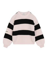 Striped puff-sleeve jumper - Mauve Chalk