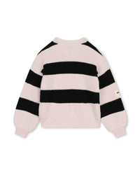 Striped puff-sleeve jumper - Mauve Chalk