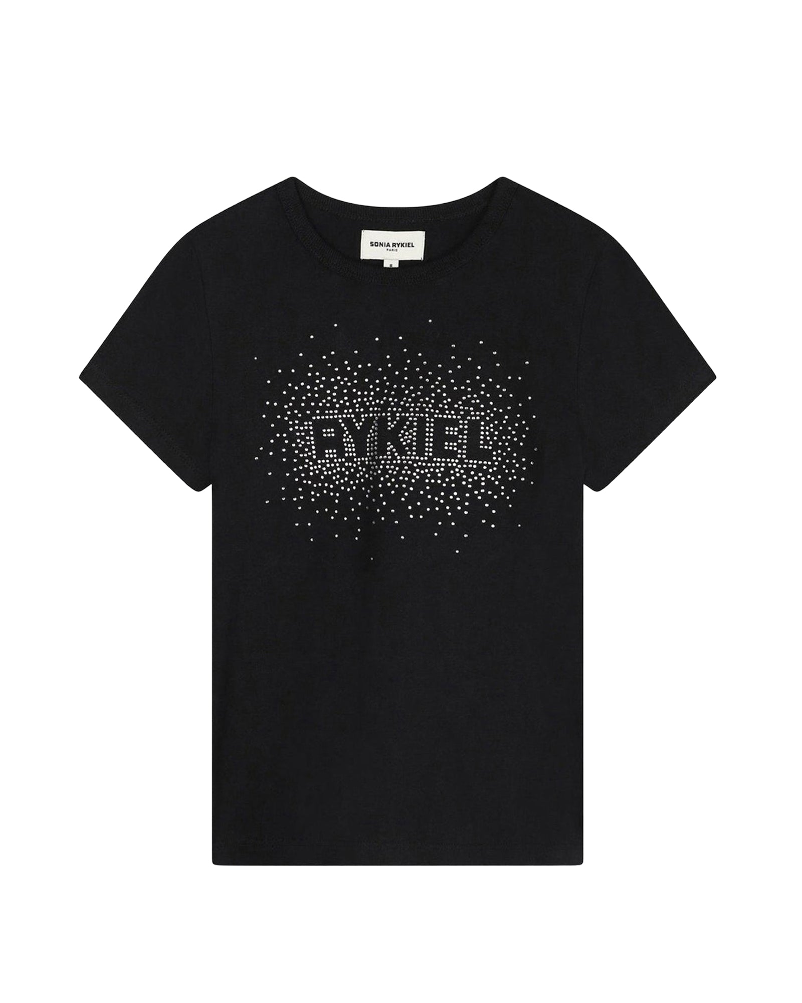 T-shirt illustration siglée Rykiel à strass en coton - Black