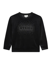 Velvet illustration sweatshirt - Black