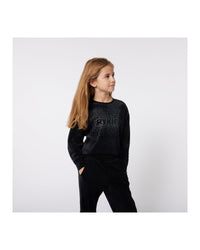 Velvet illustration sweatshirt - Black