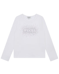 T-shirt illustration siglée Rykiel à strass en coton - Off White