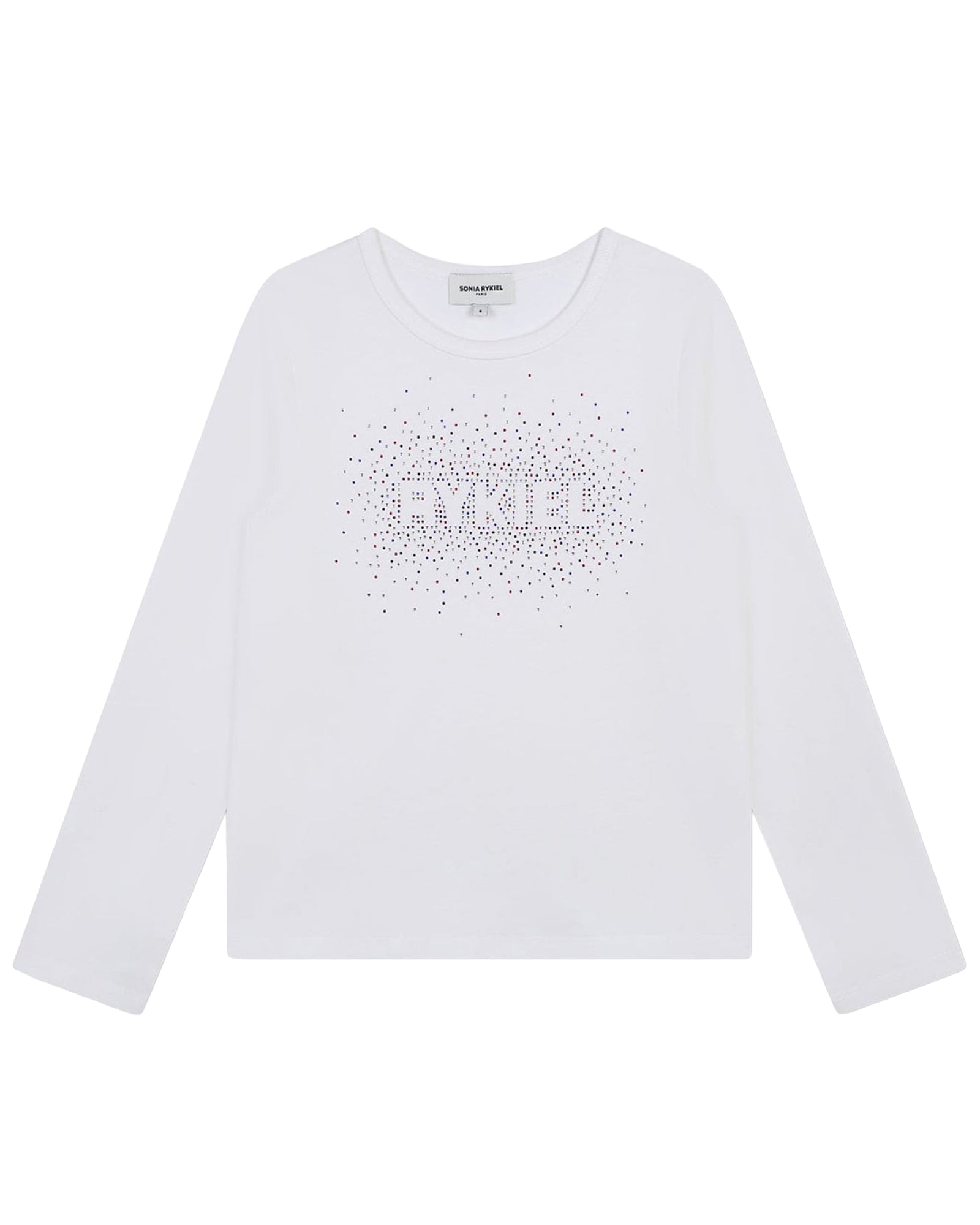 T-shirt illustration siglée Rykiel à strass en coton - Off White