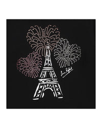 T-shirt à illustrations fantaisie à strass en coton - Black