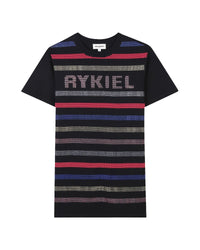 Robe à rayures en coton - Black