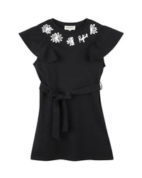 Short-sleeved cotton dress - Black