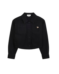 Chemise courte à boutons en coton - Denim Black