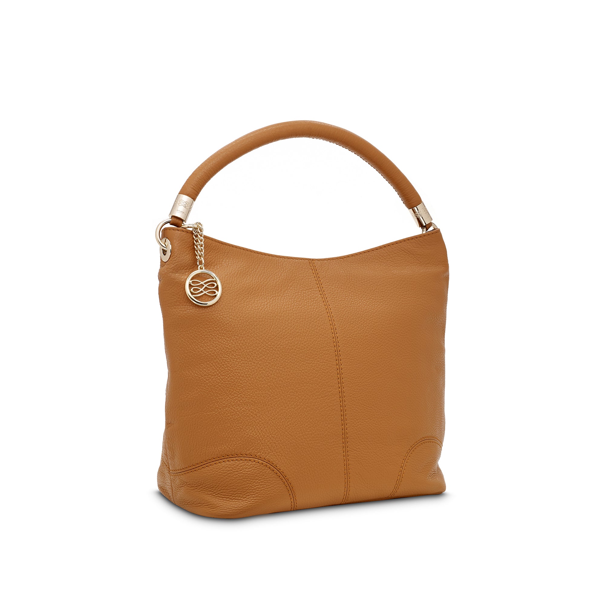 Sac hobo zippé French Flair en cuir grainé - Camel