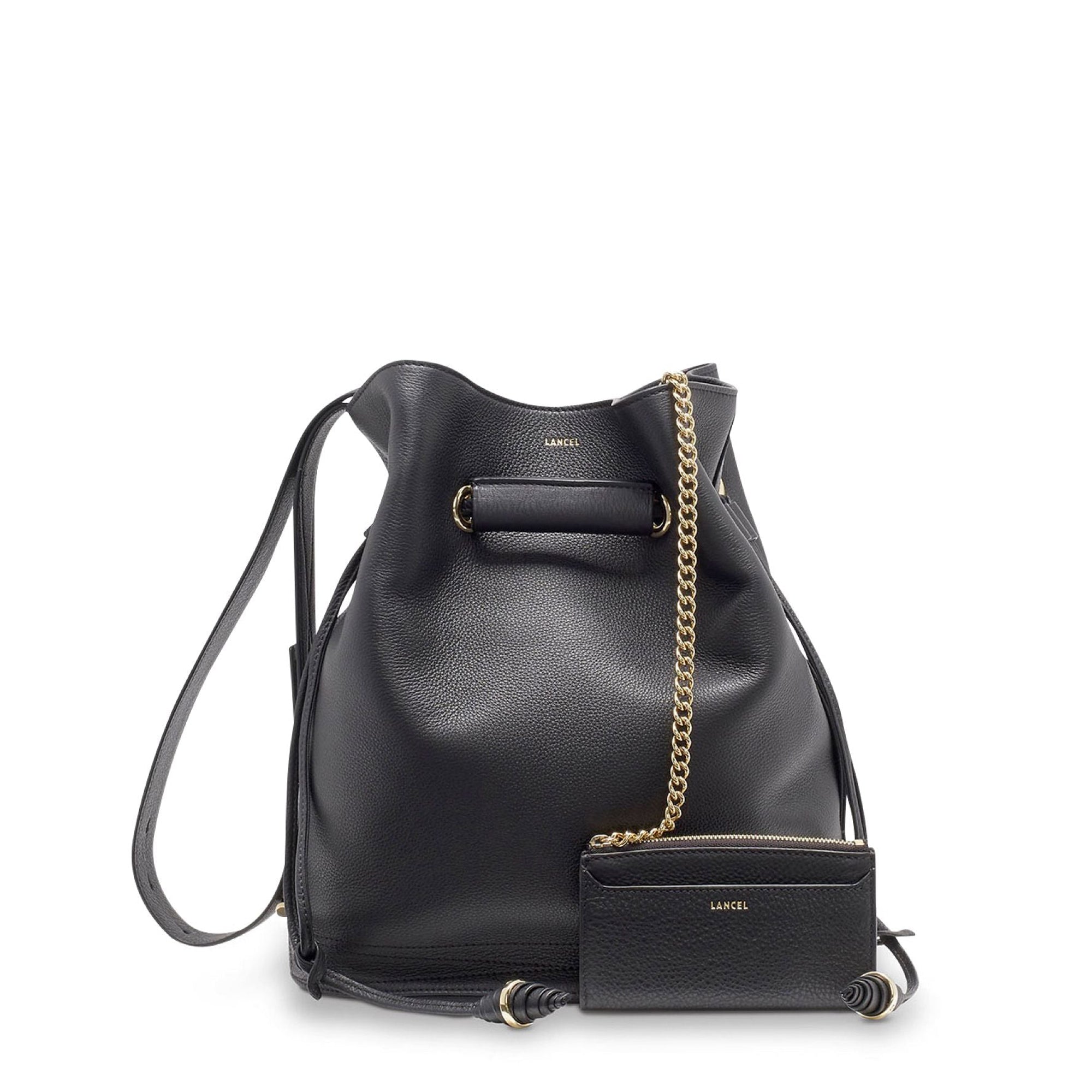 Sac seau Le Huit L en cuir grainé - Noir