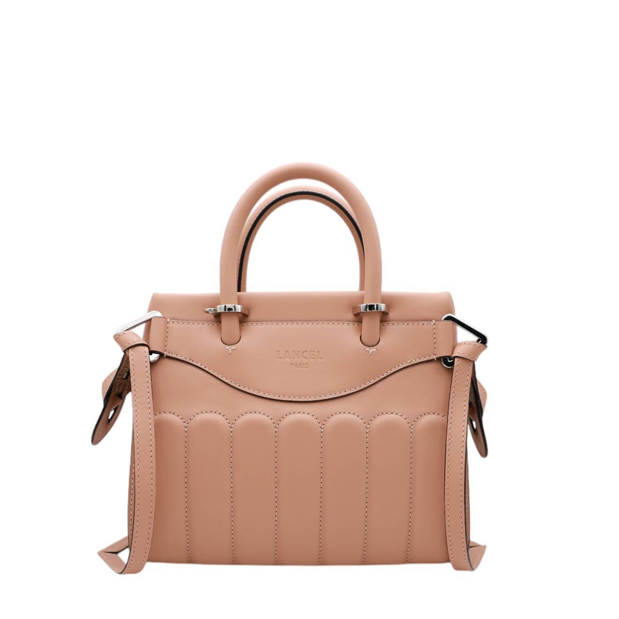 Sac carryall zippé Rodéo S en cuir lisse - Nude