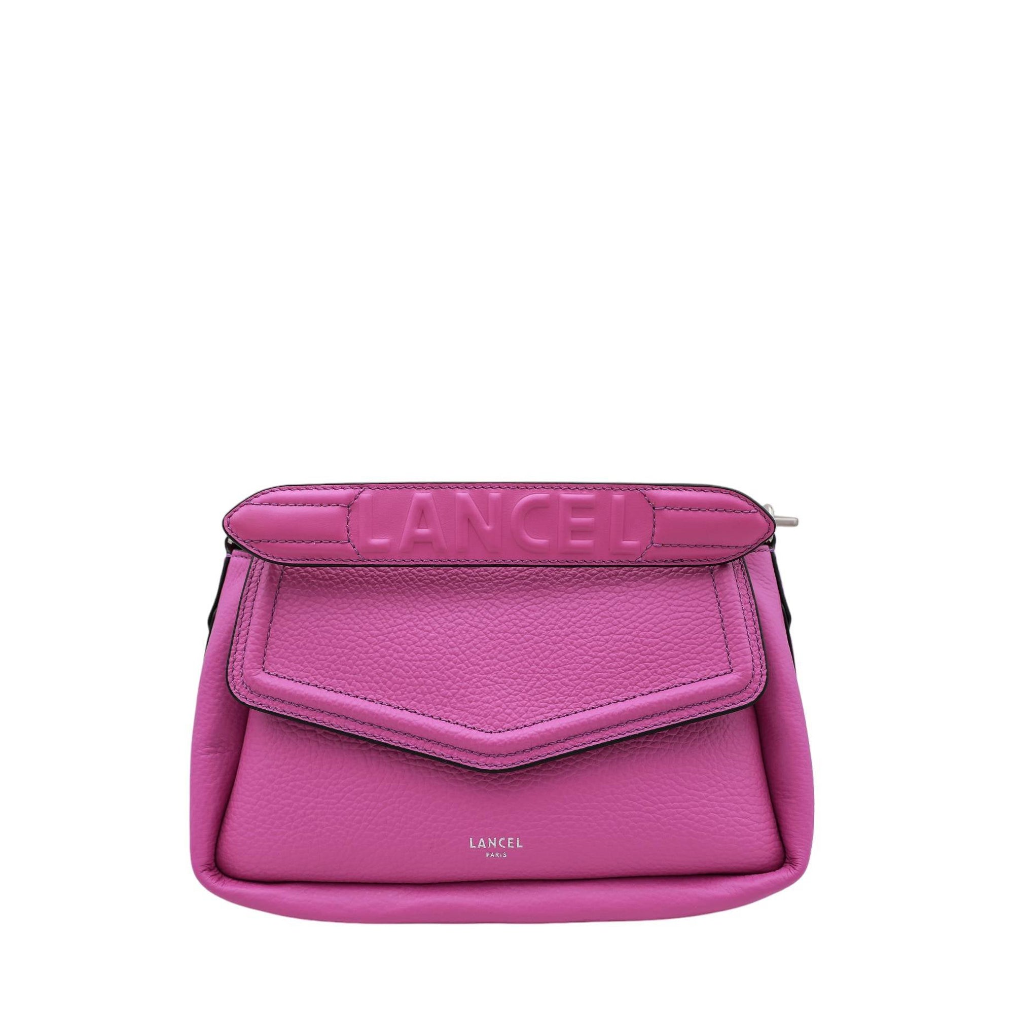 Sac rabat Oblique M en cuir grainé - Rose Glamour