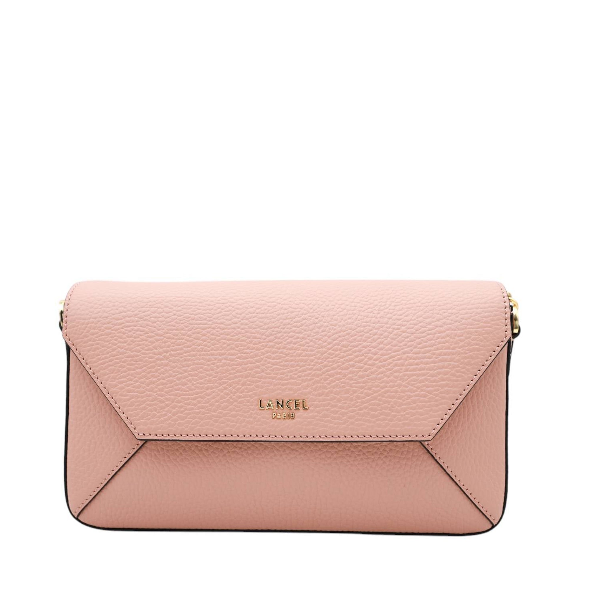 Sac rabat Lettrines M en cuir grainé - Nude