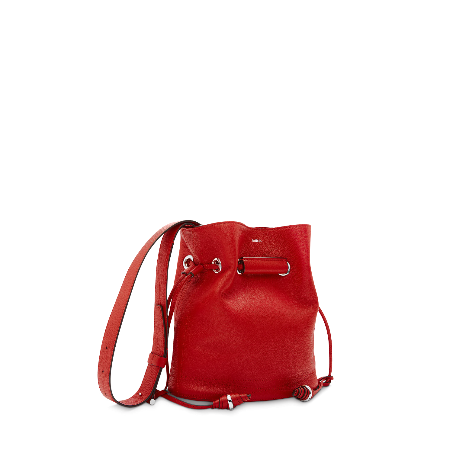 Petit sac seau Le Huit en cuir grainé - Rouge Lancel