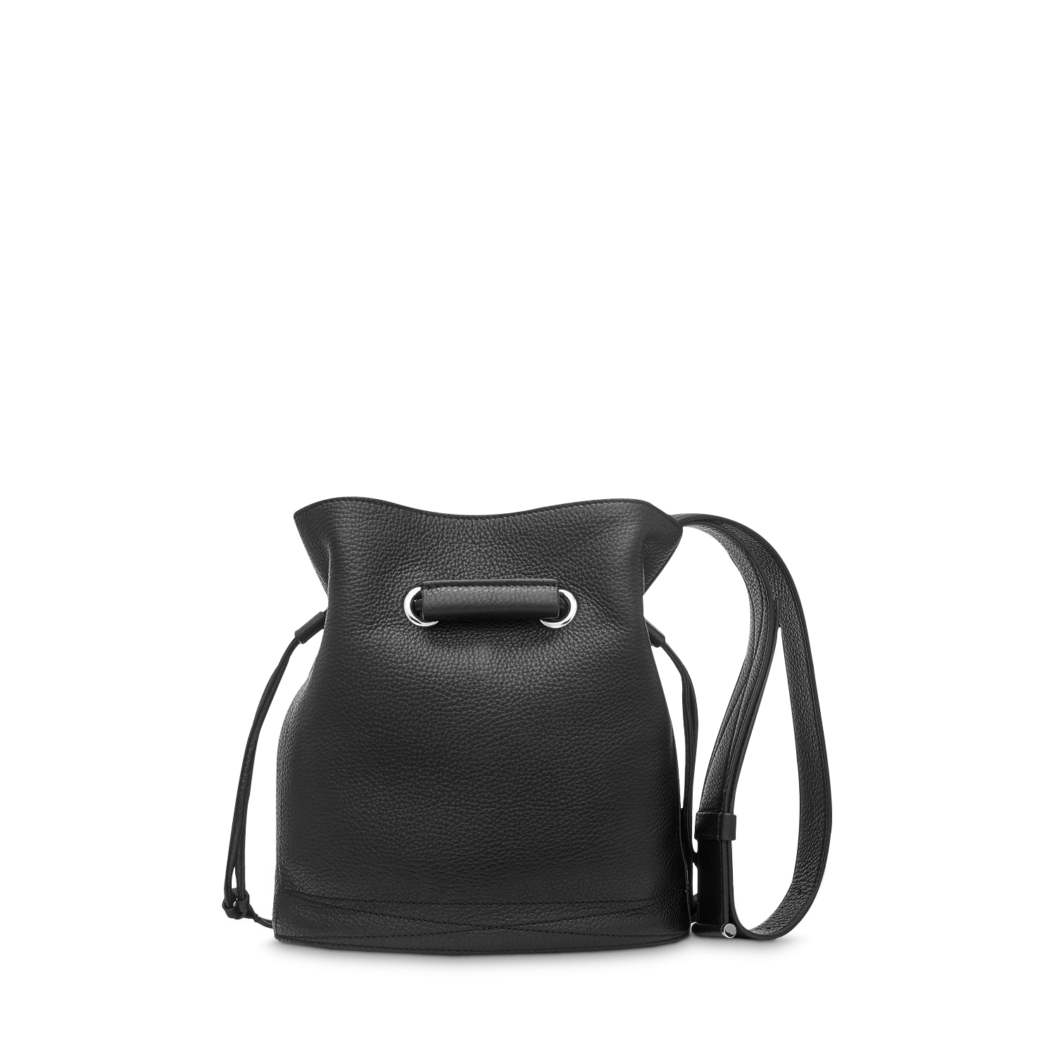 Petit sac seau Le Huit en cuir grainé - Noir & Nickel