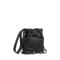 Petit sac seau Le Huit en cuir grainé - Noir & Nickel