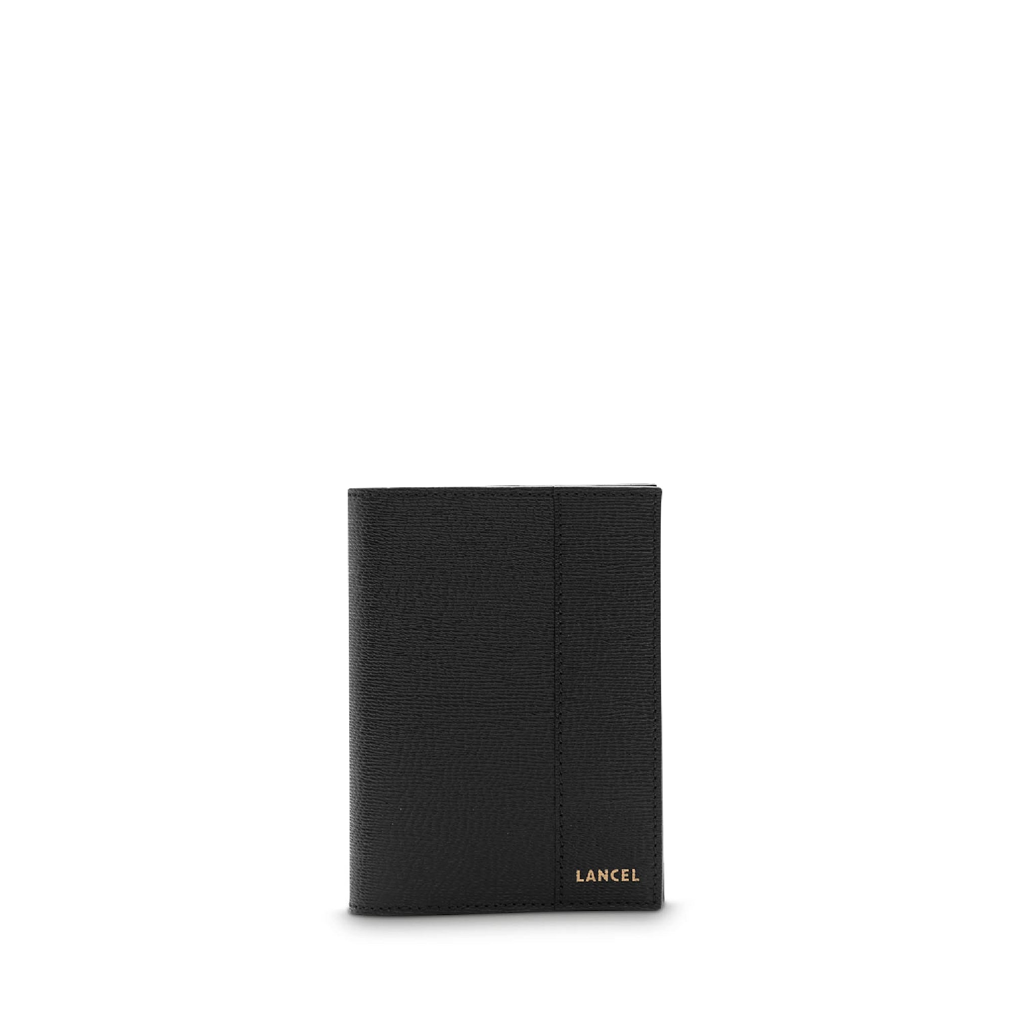 Porte-passeport Correspondance en cuir grainé - Noir