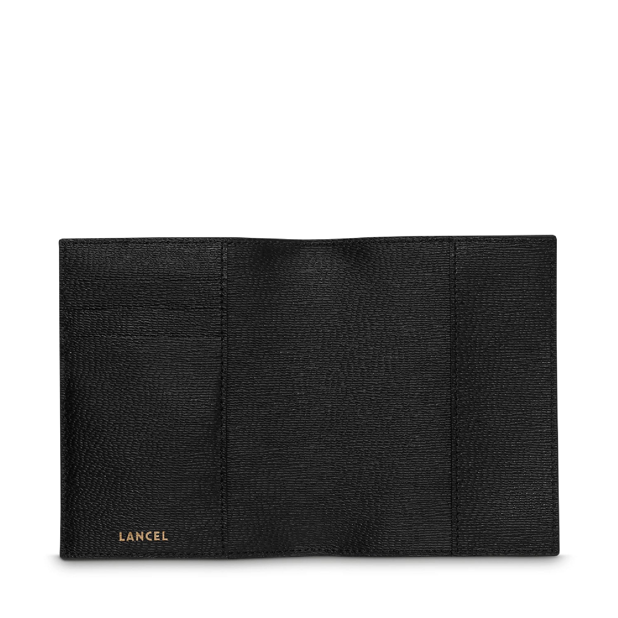 Porte-passeport Correspondance en cuir grainé - Noir
