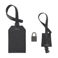 Set cadenas et porte-adresse Correspondance en cuir grainé - Noir
