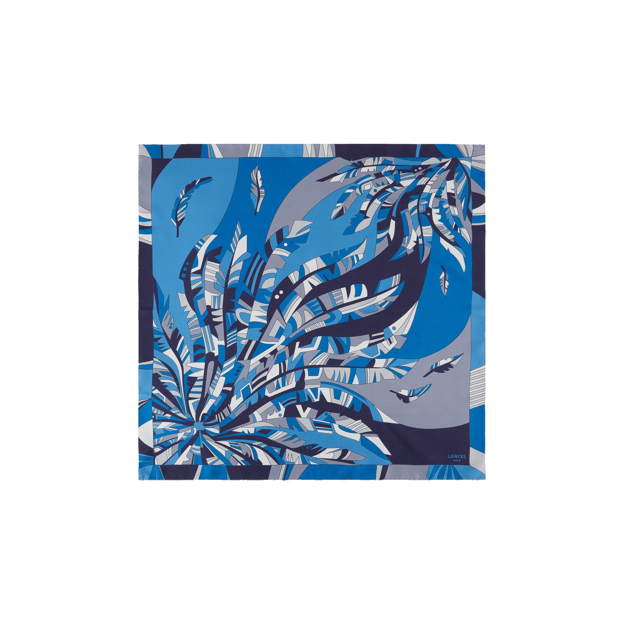 Carré à motif arabesque 70 en soie - Multico Bleu