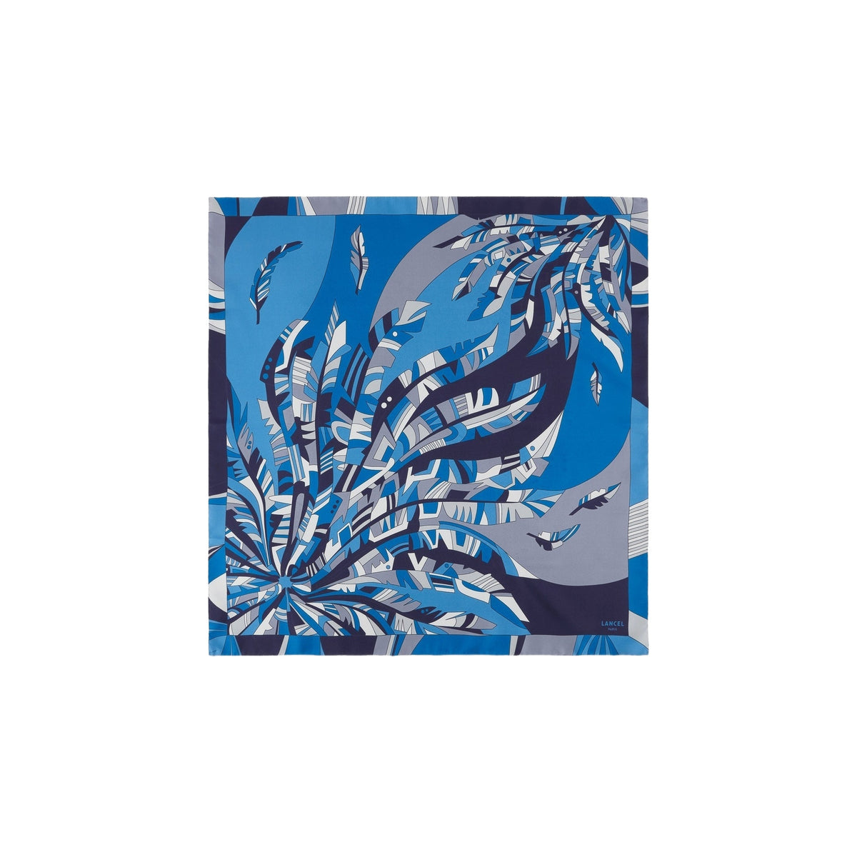 Carré à motif arabesque 70 en soie - Multico Bleu