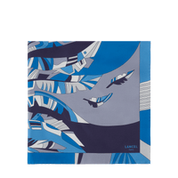 Carré à motif arabesque 70 en soie - Multico Bleu