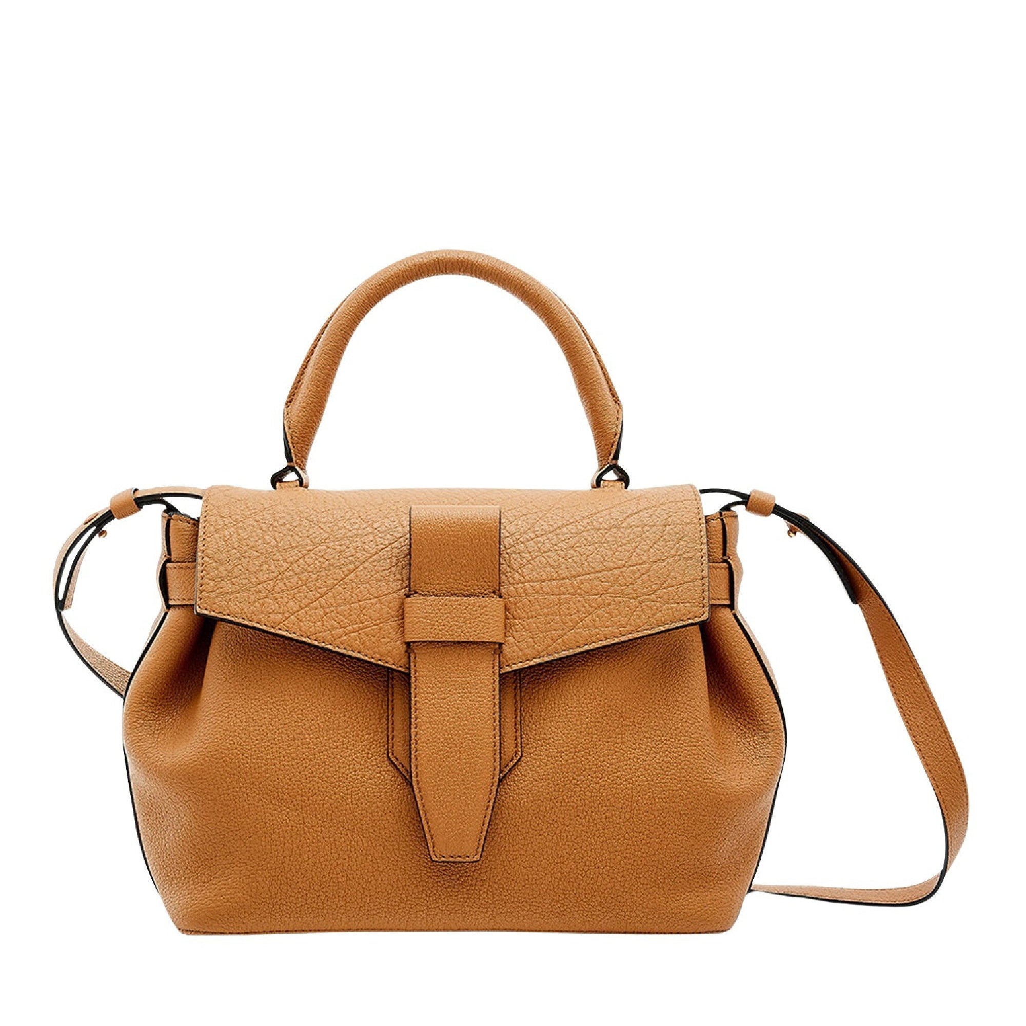 Sac à main Charlie en cuir grainé - Camel